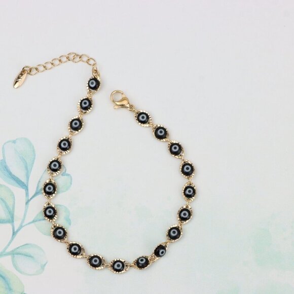 "Evil Eye Rose Gold Bracelet with Adjustable Chain - Elegant Design, XPBL0822 - Picture 6 of 13